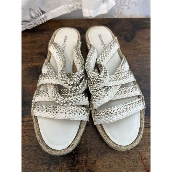 Donald J Pliner size 10 Women’s Rhonda White Gold Espadrille Slide Sandals - Picture 2 of 6